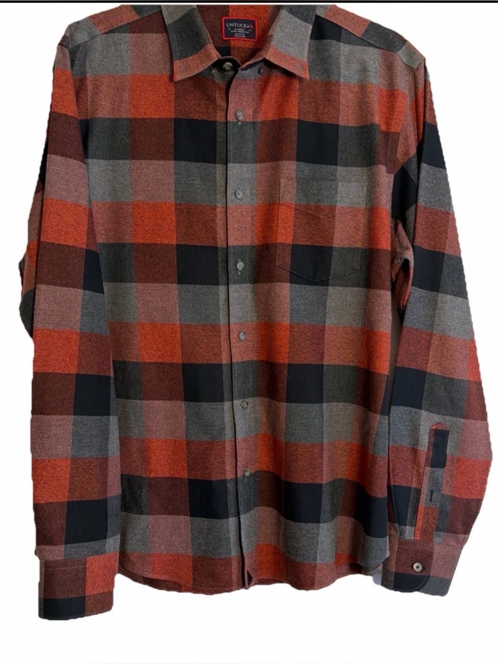 UNTUCKit Orange, Gray & Black Buffalo Plaid Button-Down Shirt